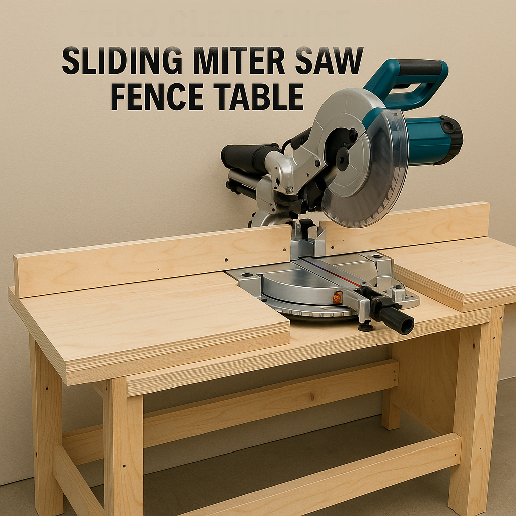 a sliding miter saw on a workbench 